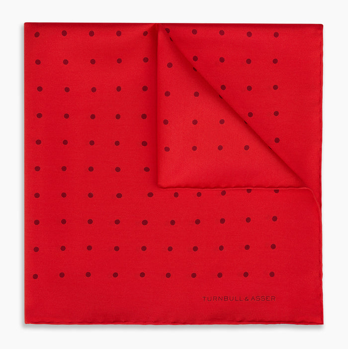 Red and Burgundy Spot Silk Pocket Square Image 4