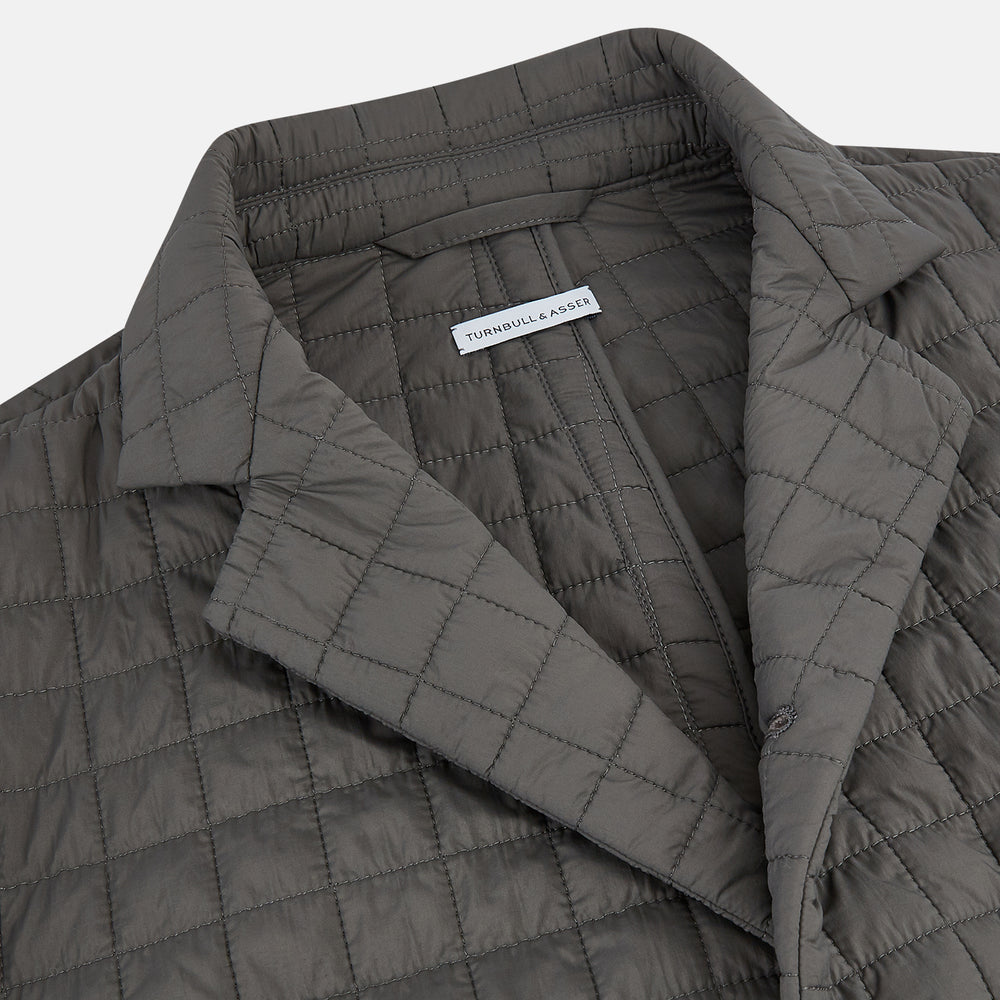 Fulham Shadow Grey Single-Breasted Quilted Blazer