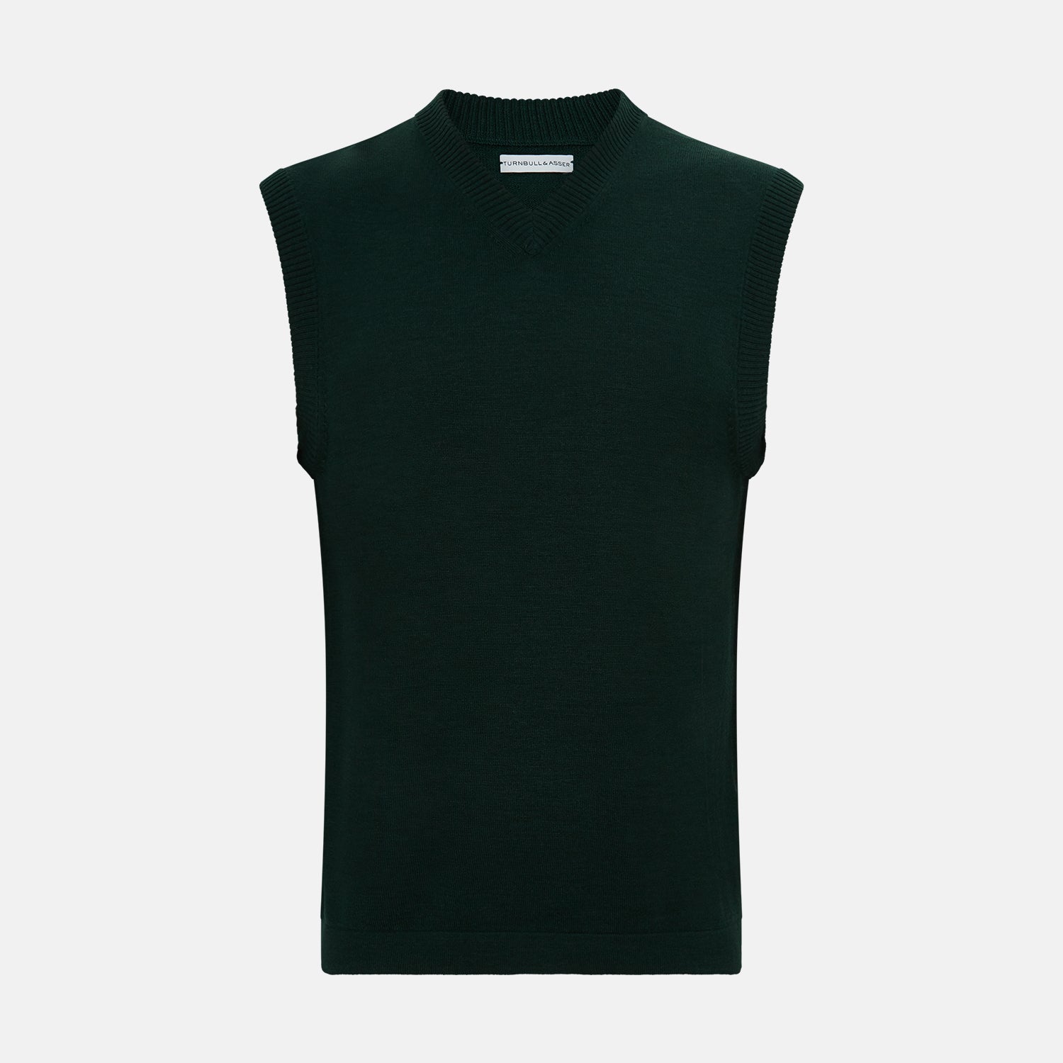 View 1 of product Forest Green Fine Merino V-Neck Vest