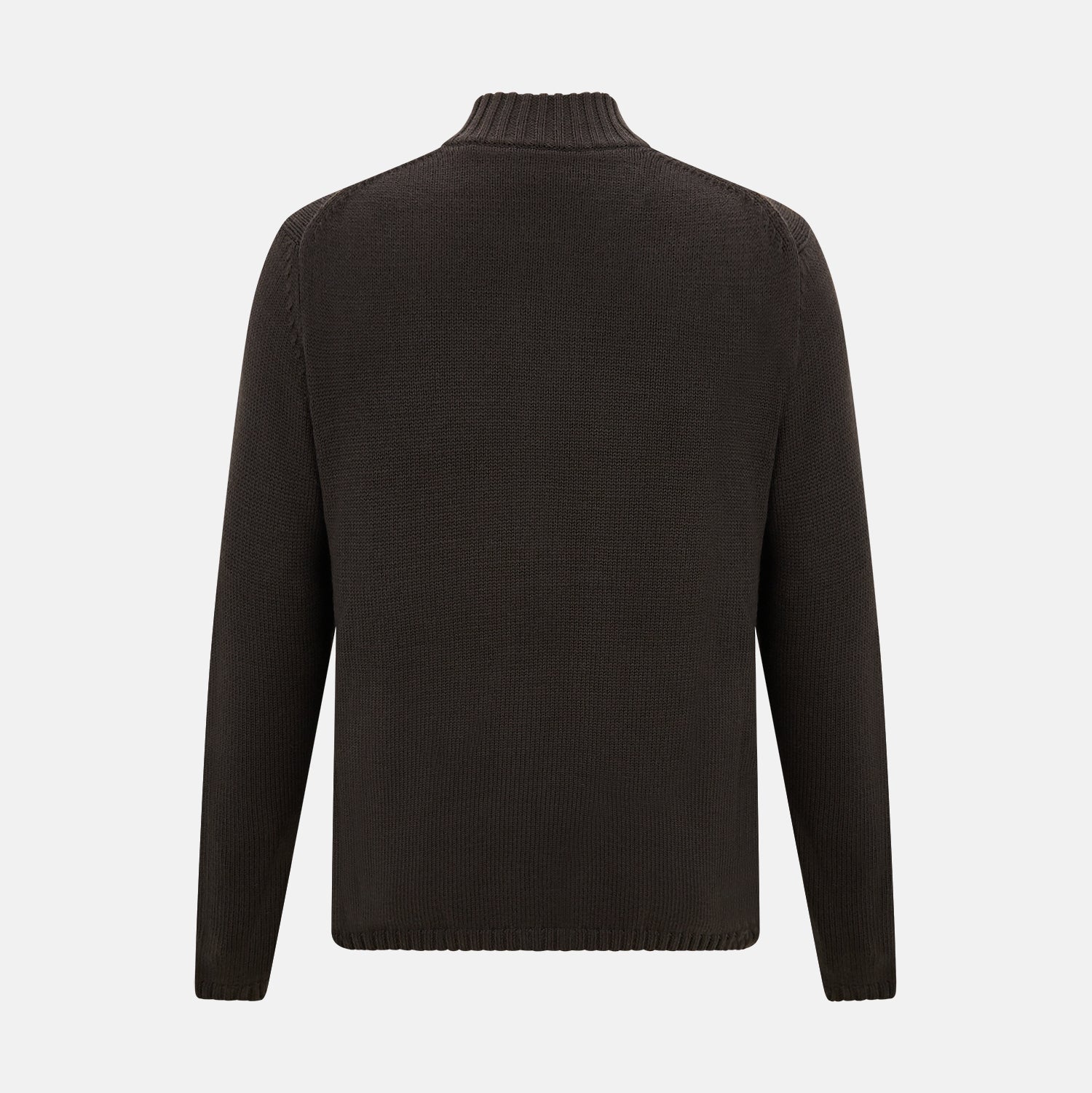 View 3 of product Brown Merino High Neck Zipped Cardigan