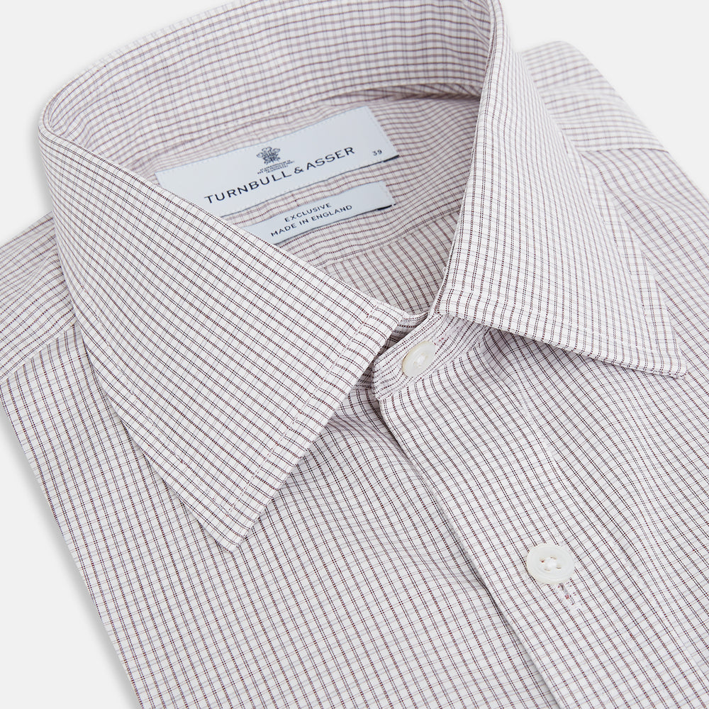 Burgundy Micro Tattersall Check Mayfair Shirt