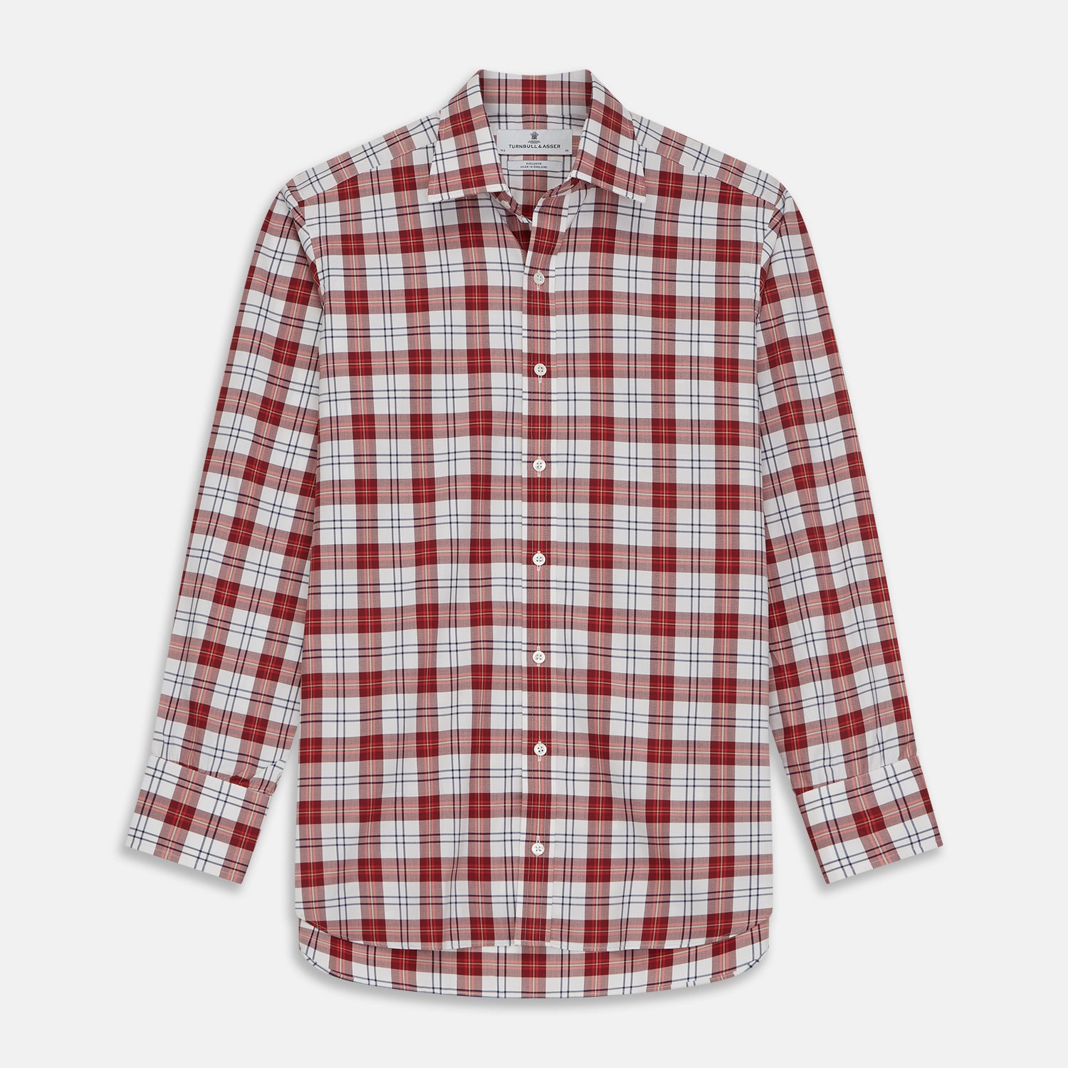 View 1 of product Red Check Shirt with T&A Collar and 3-Button Cuffs