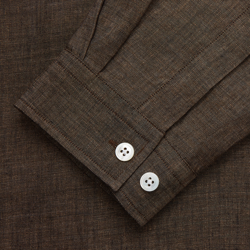 Chocolate Brown Linen Holiday Fit Fellows Shirt