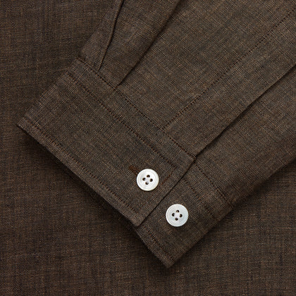 Chocolate Brown Linen Holiday Fit Fellows Shirt Image 1