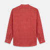 View 7 of product Plain Red Linen Weekend Fit Shirt with Stand Collar