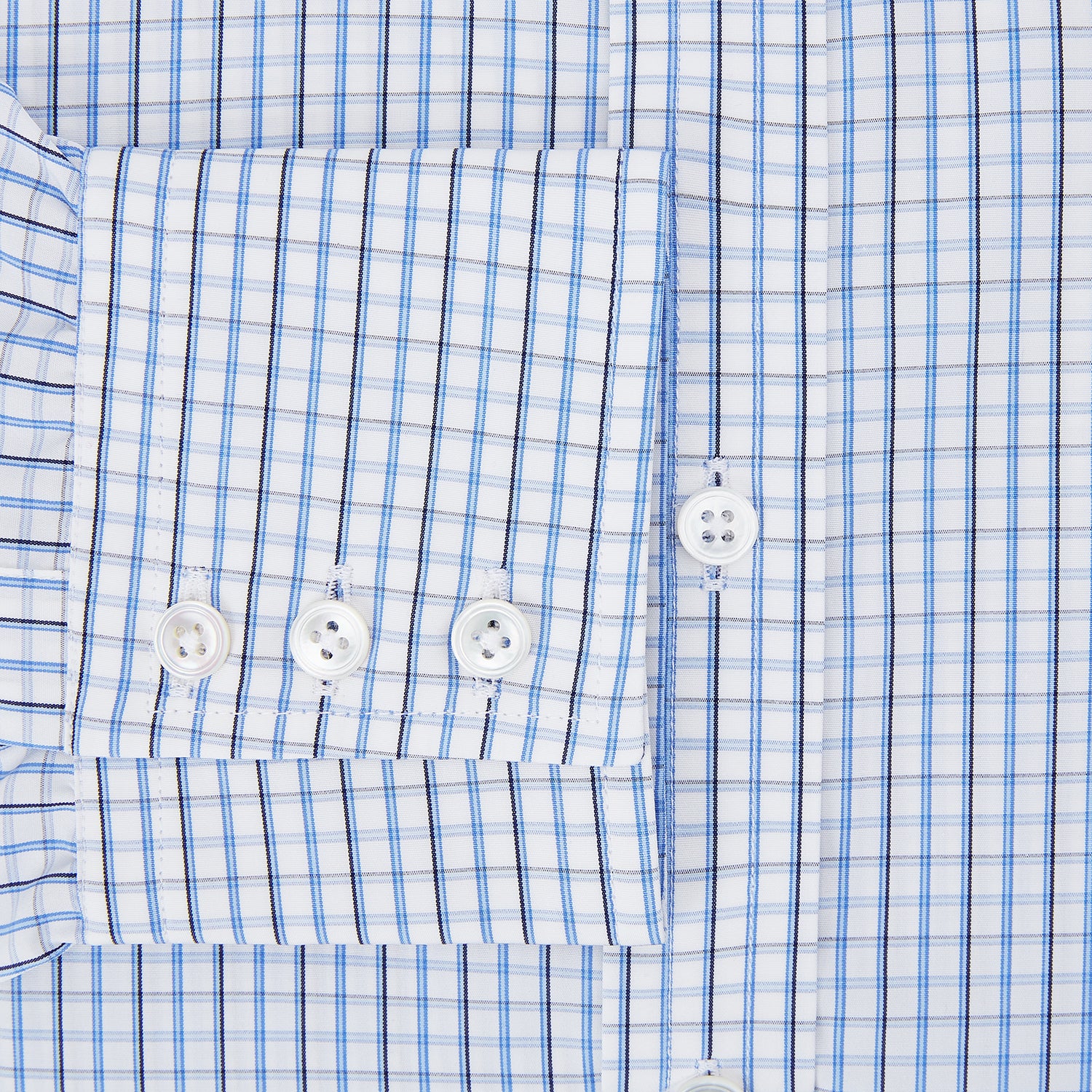 View 4 of product Blue and Navy Tattersall Check Mayfair Shirt