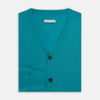 View 4 of product Turquoise Fine Merino V-Neck Cardigan