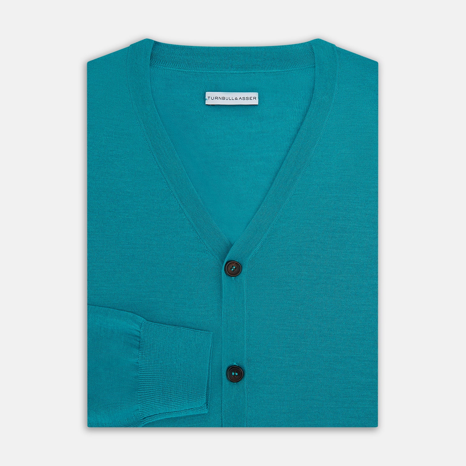 View 4 of product Turquoise Fine Merino V-Neck Cardigan