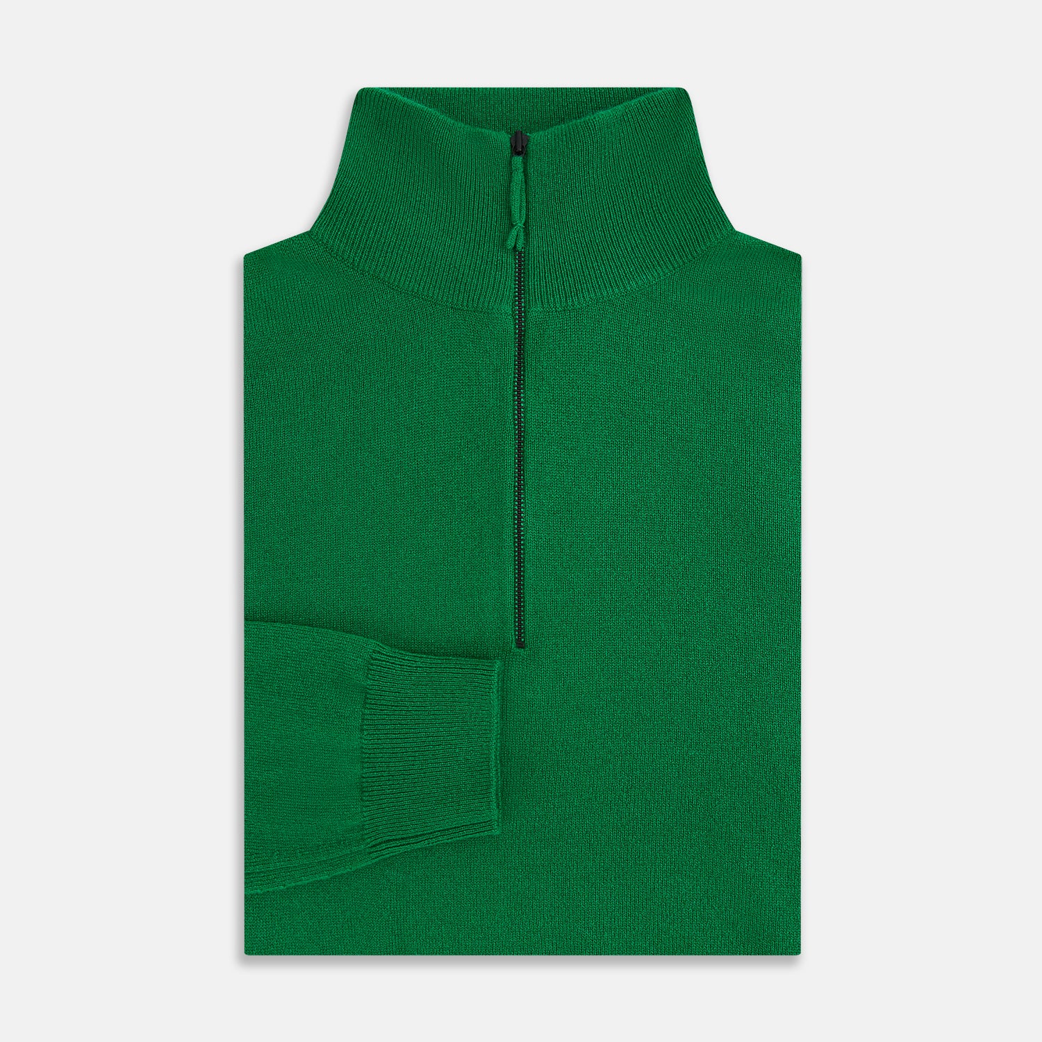 View 4 of product Grass Green Half-Zip Cashmere Jumper