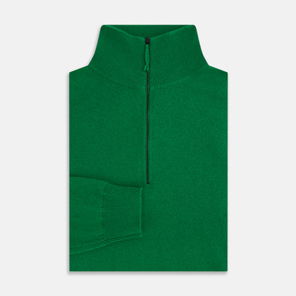 Grass Green Half-Zip Cashmere Jumper Image 3