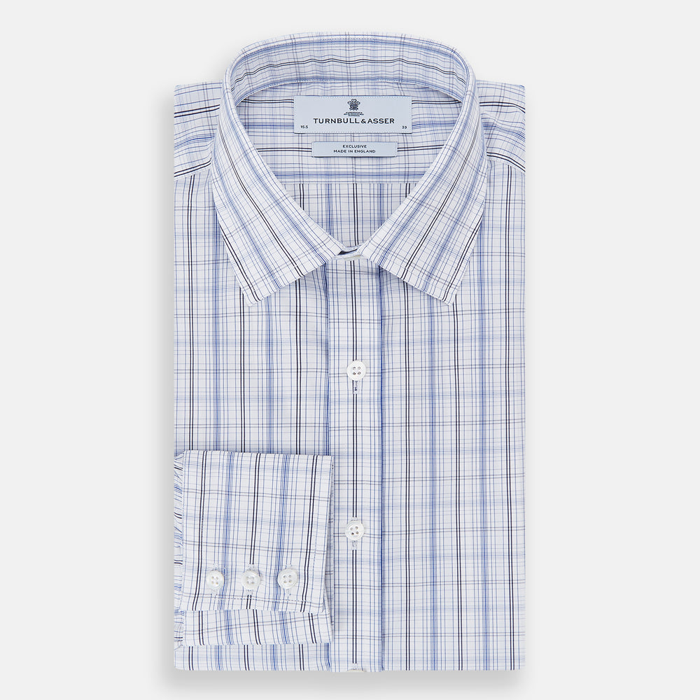 Blue and Navy Multi Check Mayfair Shirt