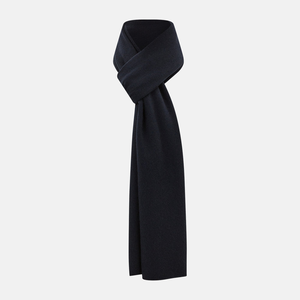 Plain Navy Cashmere Knitted Scarf