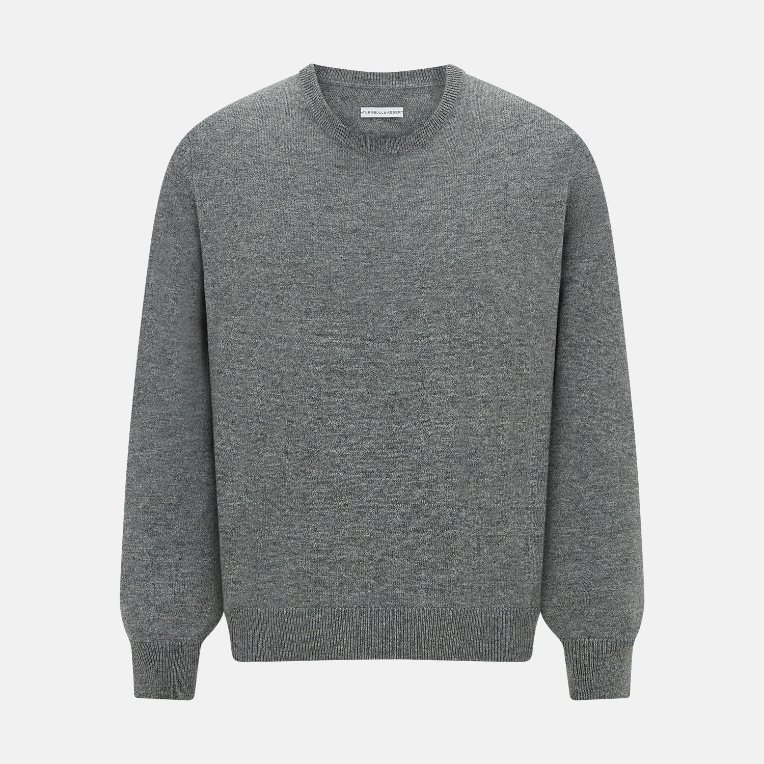 View 1 of product Grey Melange Cashmere Round Neck Jumper