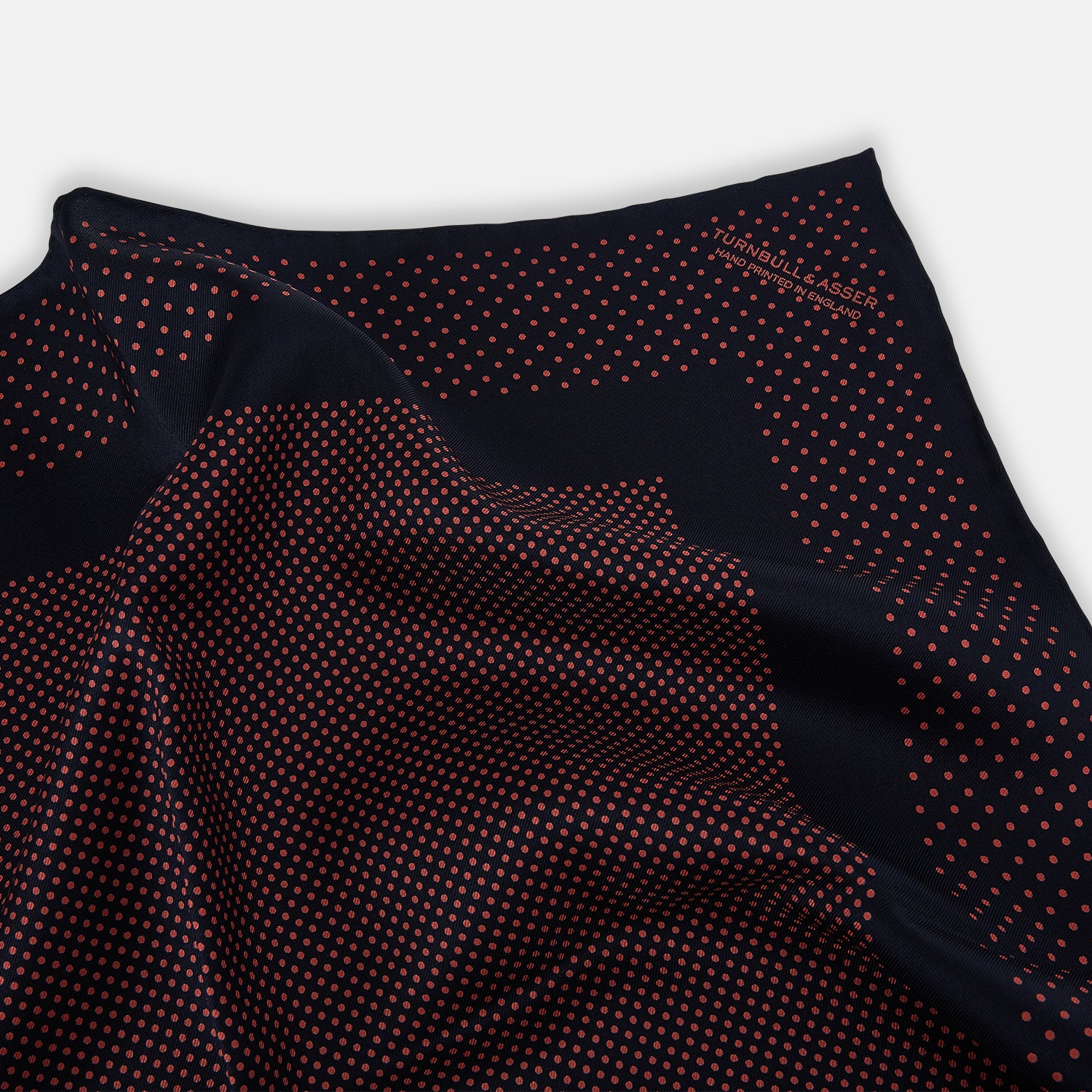 View 2 of product Navy and Orange Dot Silk Pocket Square