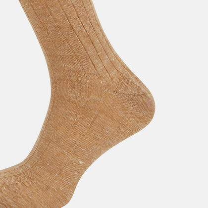 Rust Linen Mid-Length Socks Image 3