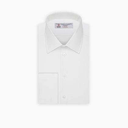 White Herringbone Superfine Cotton Shirt with T&A Collar and Double Cuffs Image 6