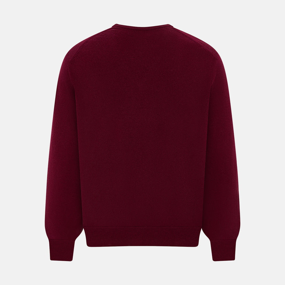 Burgundy Cashmere V-neck Jumper