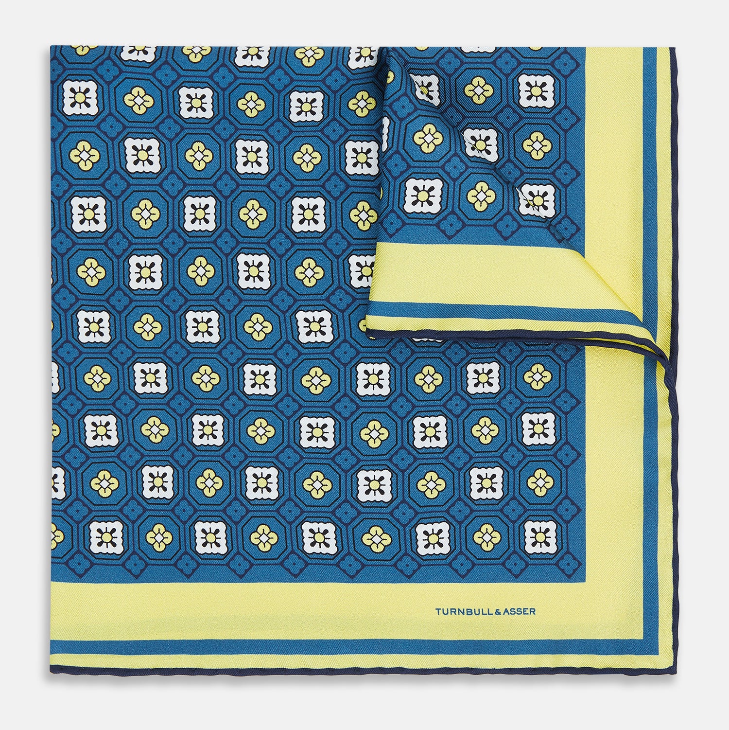 Image 1 of product Azzurro Floral Tile Silk Pocket Square
