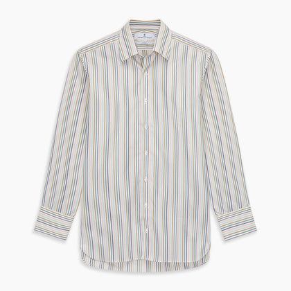Green Multi Stripe Regular Fit Shirt with T&A Collar and 3 Button Cuffs Image 5
