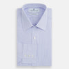 View 5 of product Blue and White Fine Bengal Stripe Sea Island Quality Cotton Shirt with T&A Collar and 3-Button Cuffs