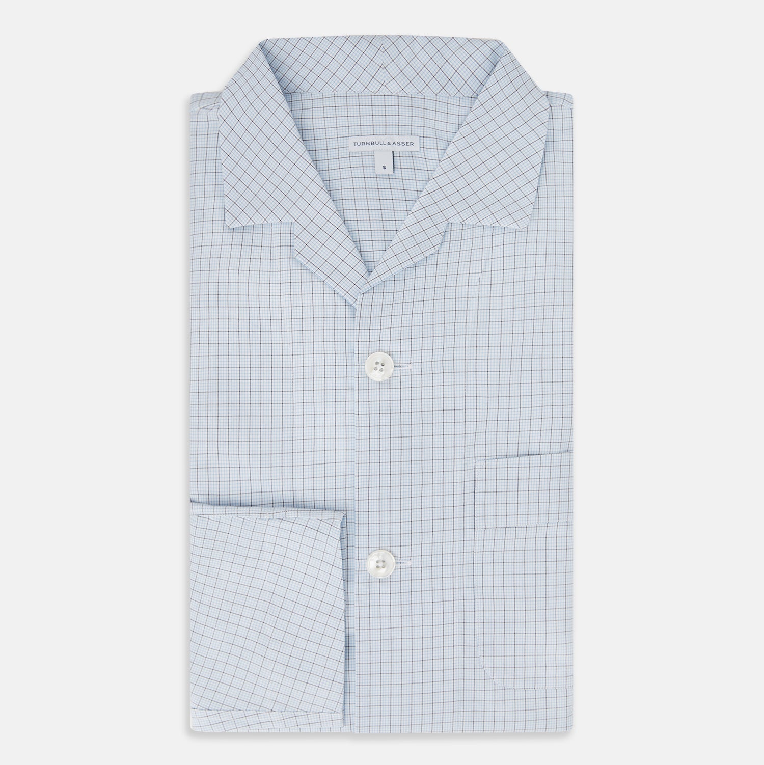 Blue Graph Check Pyjama Shirt