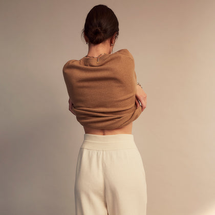Women's Cream Cashmere Knitted Tabitha Bottoms Image 3