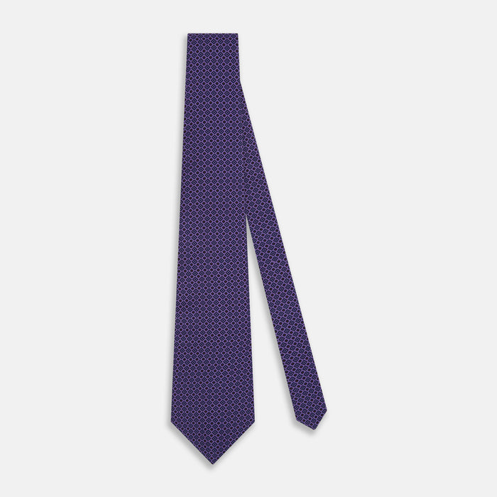 Purple Square and Circle Silk Tie Image 1