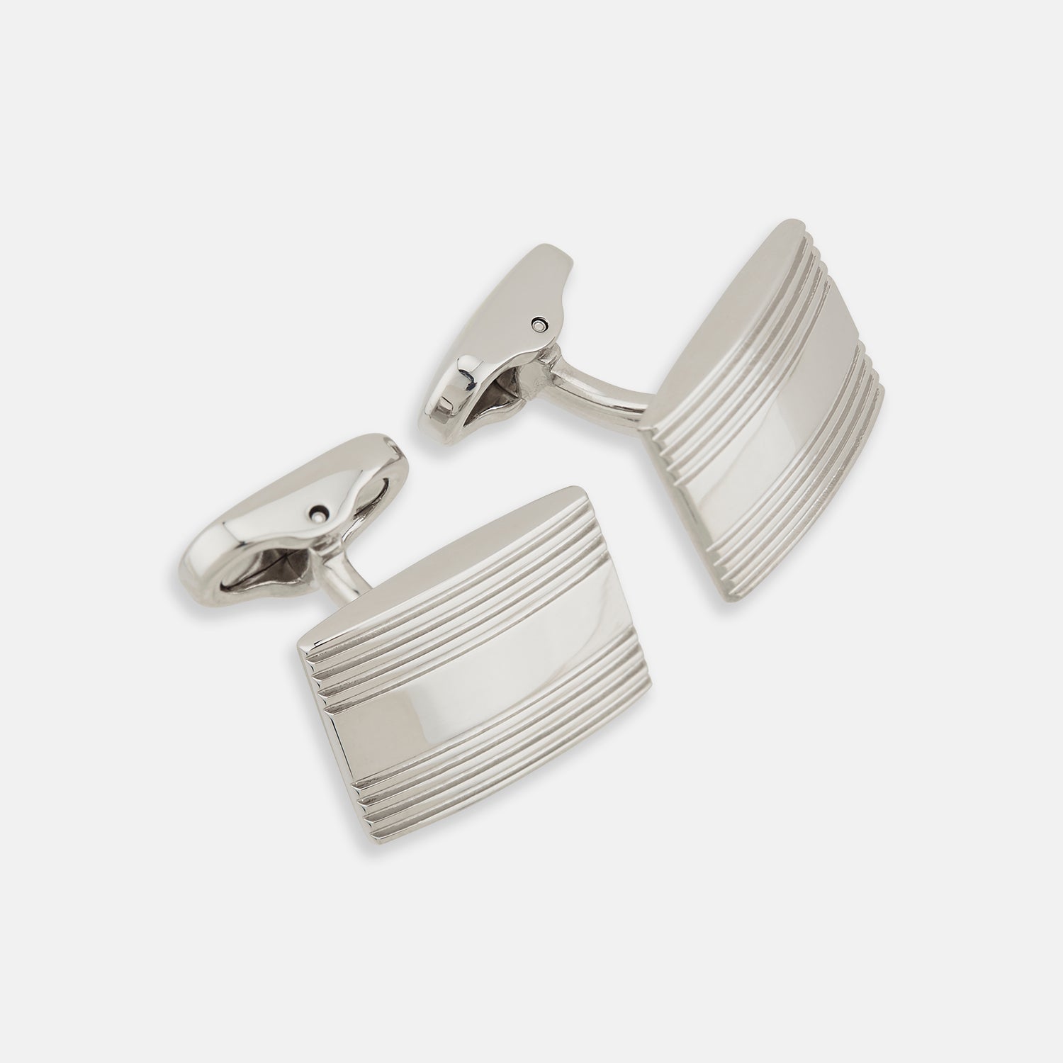 View 1 of product Silver Striped Rectangular Cufflinks