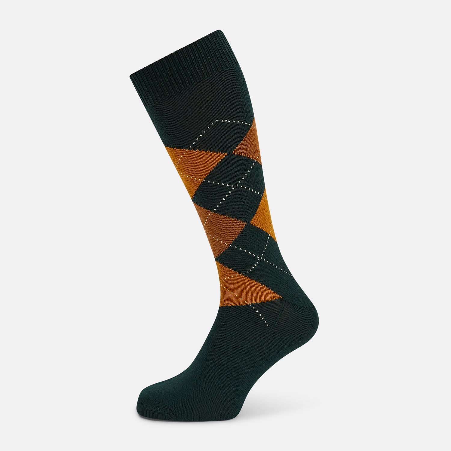 View 1 of product Forest Green Wool Check Mid-Length Socks