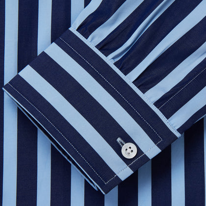 Navy Multi Stripe Cotton Weekend Fit Suffolk Shirt Image 1