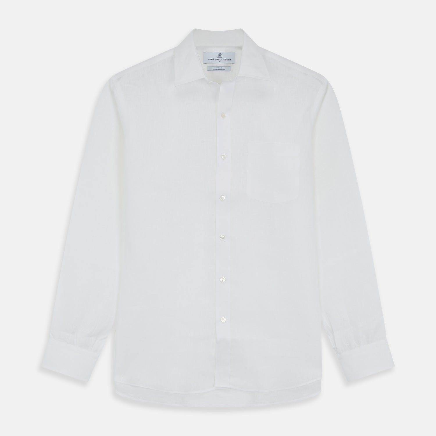 View 1 of product White Weekend Fit Linen Finch Shirt With Derby Collar And Chest Pocket