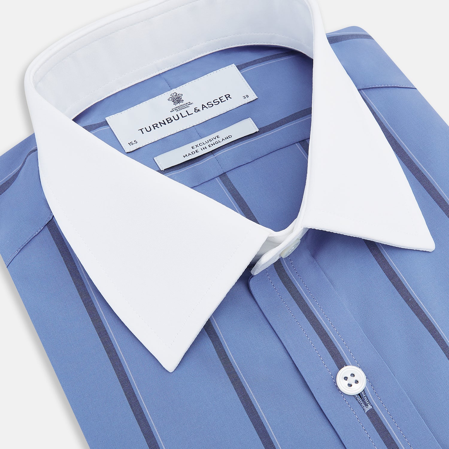 View 2 of product Colony Blue Track Stripe Shirt with Contrast T&A Collar and Cuffs