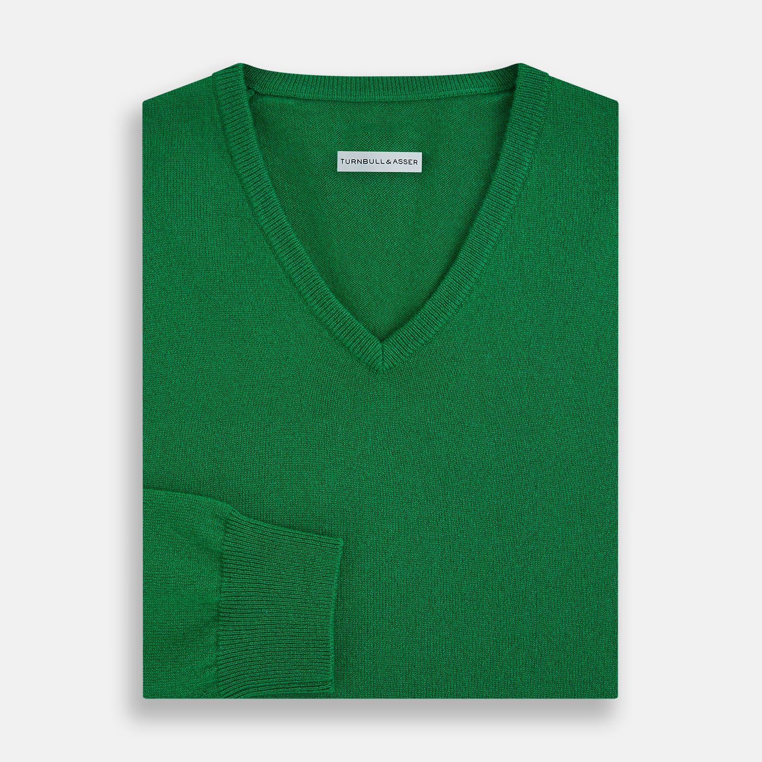 View 4 of product Grass Green Cashmere V-neck Jumper