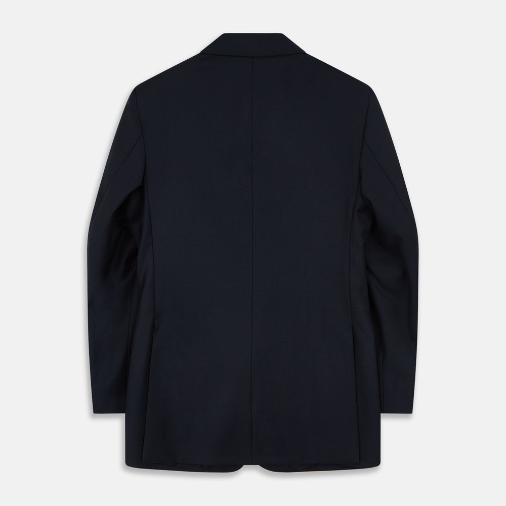 Navy Plain Wool Single Breasted Blazer