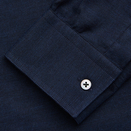 Navy Weekend Fit Nevis Cotton-Cashmere Shirt With Dorset Collar And 1-Button Cuffs Image 3