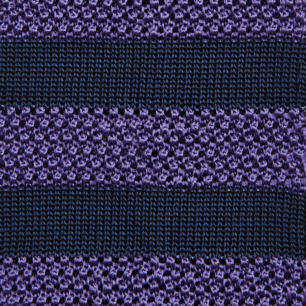 KNITTED STRIPE PURPLE TIE