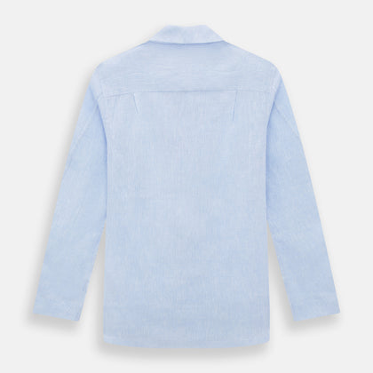 Pale Blue Linen Pyjama Shirt Image 2