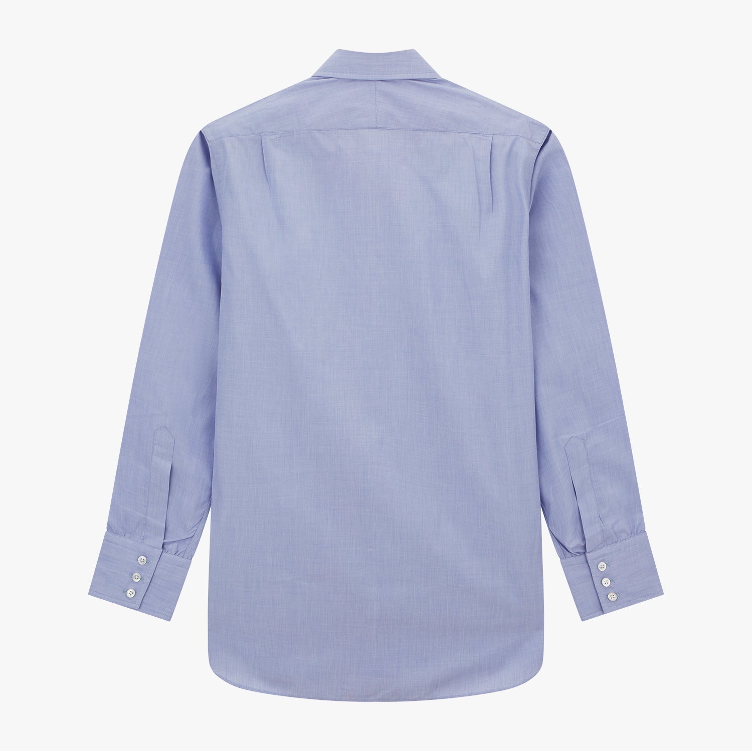 View 3 of product Blue End-on-End Cotton Shirt with T&A Collar and 3-Button Cuffs