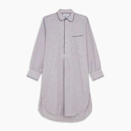 Red and Blue Multi Stripe Cotton Sussex Nightshirt Image 5