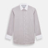 View 1 of product Burgundy Hairline Stripe Shirt with Contrast Collar and Double Cuffs
