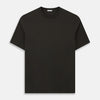 View 1 of product The Turnbull & Asser Dark Chocolate Short-Sleeve T-shirt features a crew neckline and quality fabric, shown against a white background to highlight its timeless appeal.
