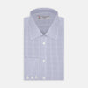 View 1 of product Blue Grid Check Shirt with T&A Collar and 3-Button Cuffs