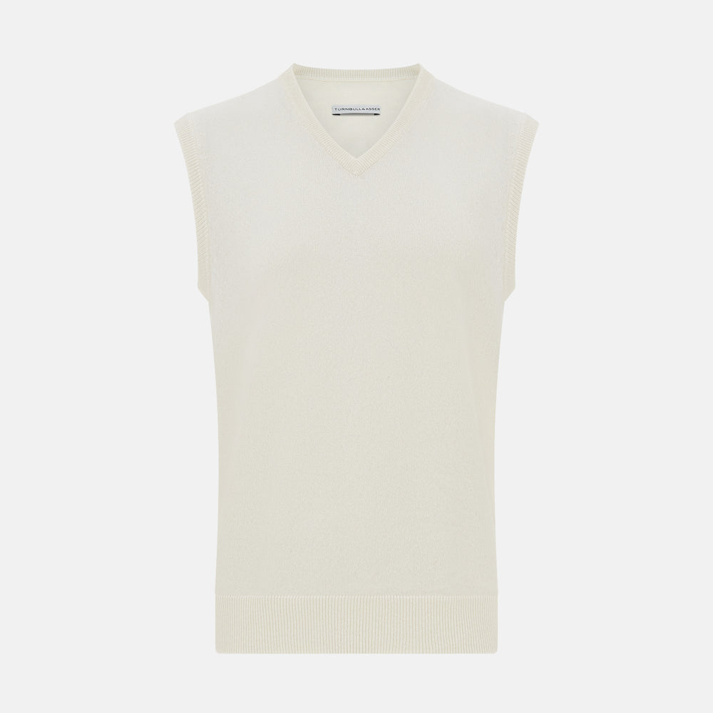 Ivory Cashmere V-neck Vest