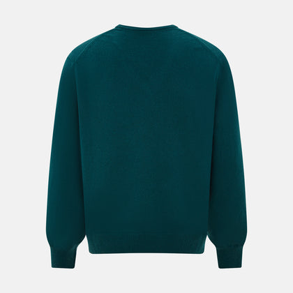 Moss Green Cashmere V-Neck Jumper Image 2