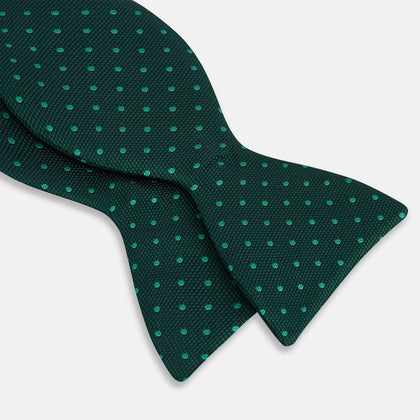Dark Green and Navy Micro Dot Silk Bow Tie Image 6
