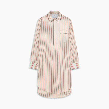 Burgundy Multi Striped Cotton Sussex Nightshirt Image 4