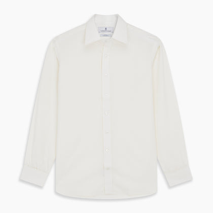 Cream Silk Tailored Fit Shirt Image 5