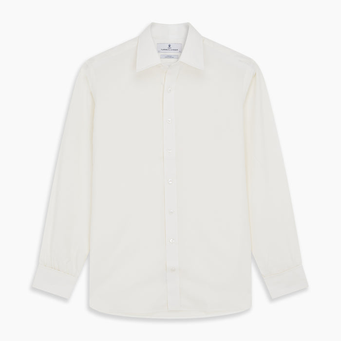 Cream Silk Tailored Fit Shirt Image 5