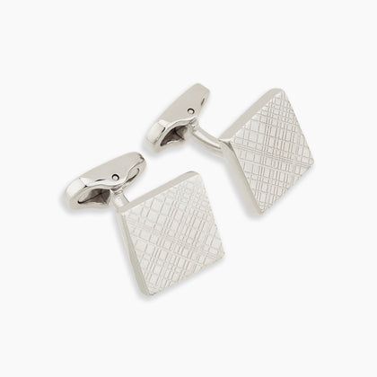 Silver Grid Square Cufflinks Image 3