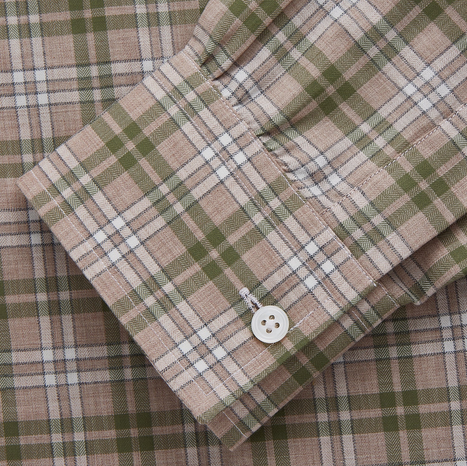 View 3 of product Green and Oatmeal Multi Check Cotton Weekend Fit Hayne Shirt